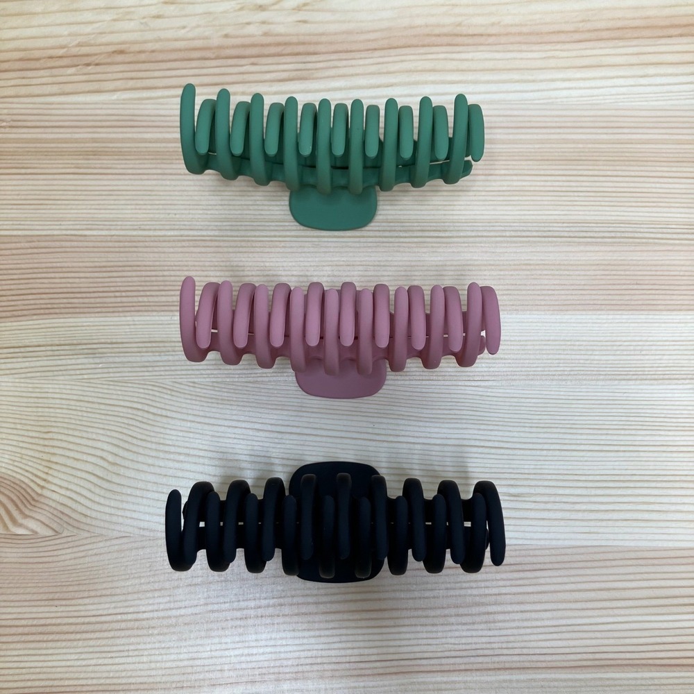3pc Matte Large Claw Hair Clips Accessories Set Black Dusty Rose Pink Sage Green - Picture 7 of 16
